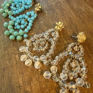 2 pairs of J. Crew Turquoise Beaded Chandelier Earrings